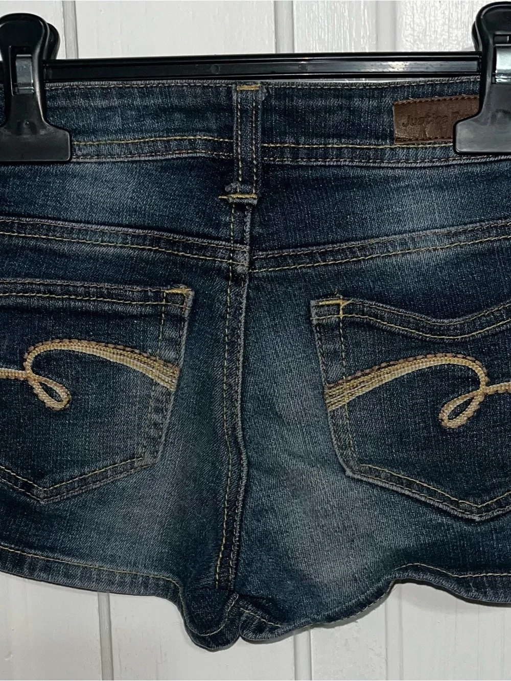 Justice Dark Blue Denim Shorts with Embroidered Heart